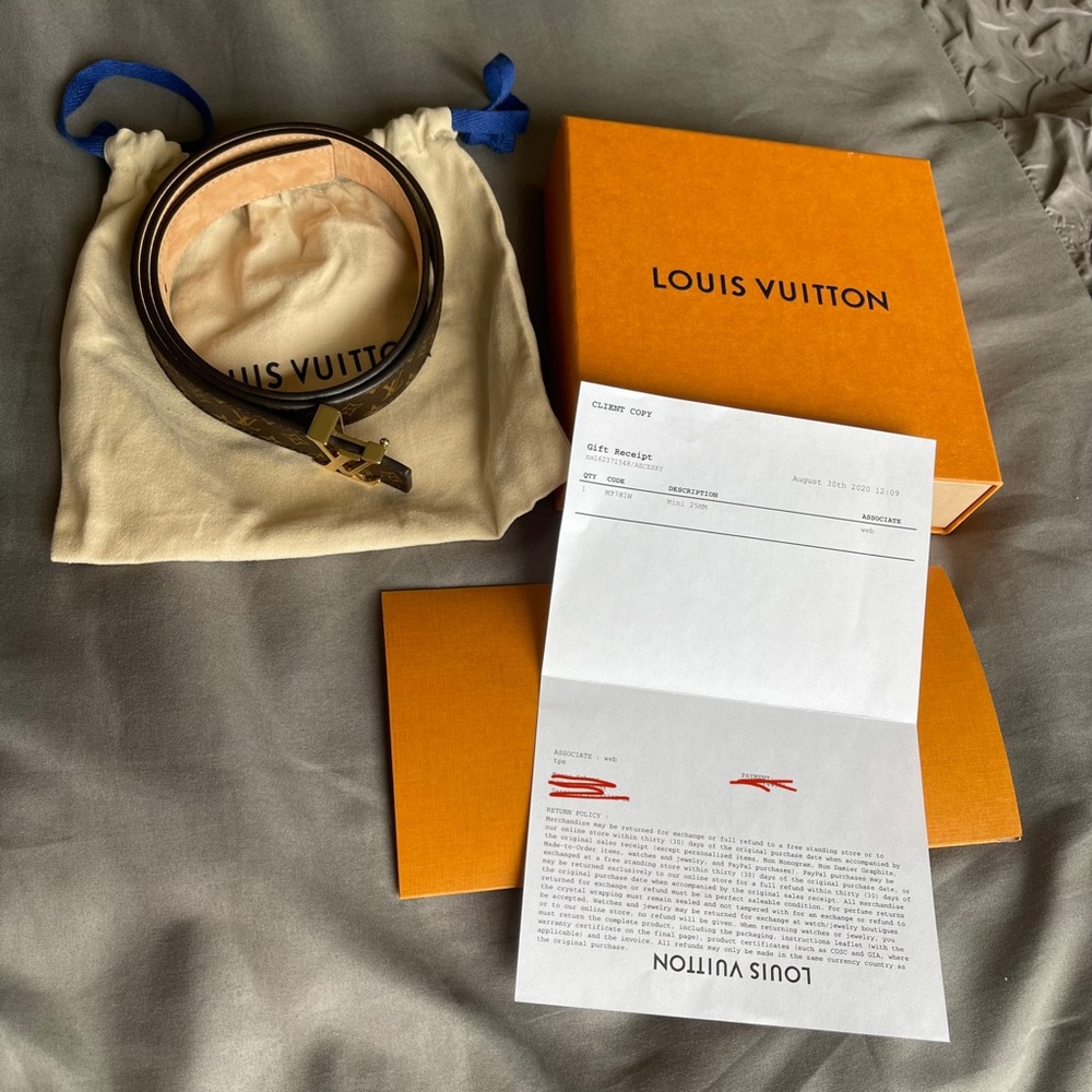 Authentic Louis Vuitton Mini 25MM Monogram Belt